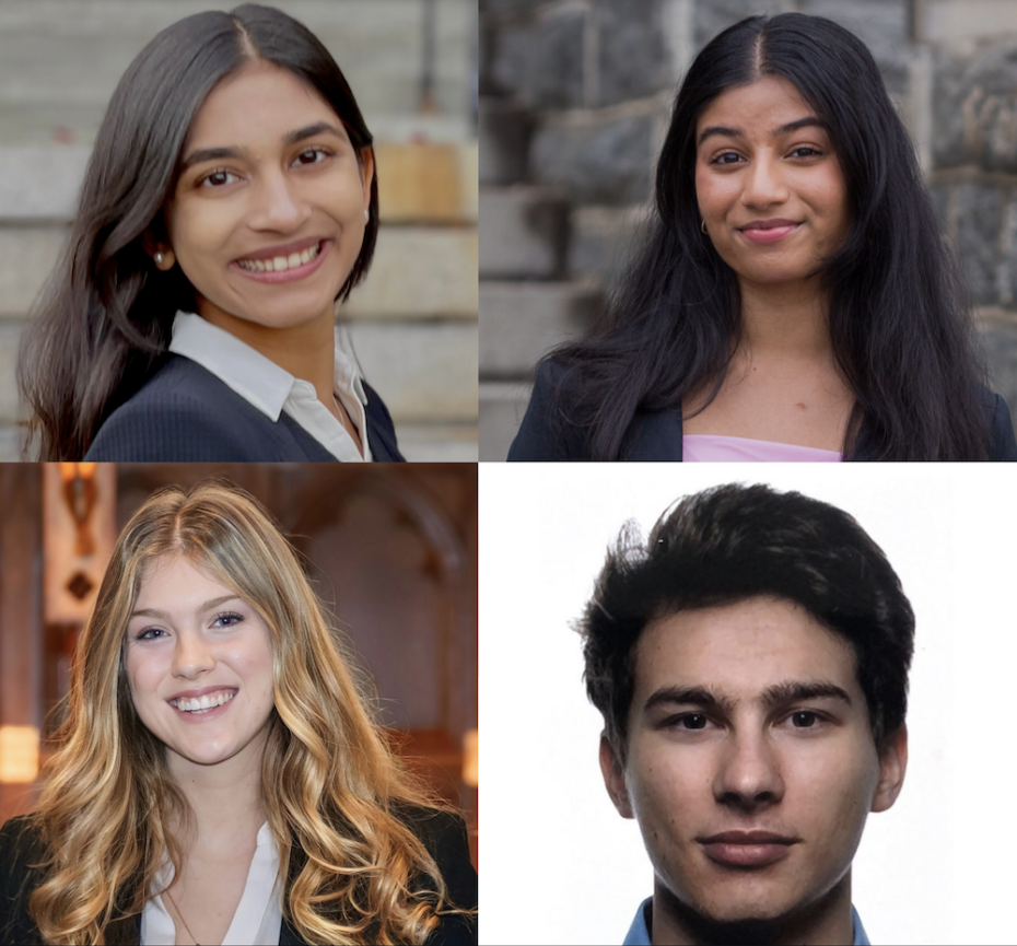 Four headshots of the 2024 Goldwater Scholarship winners.