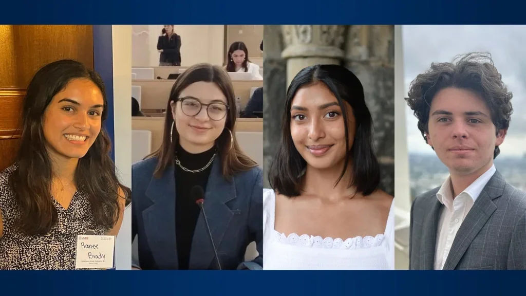 Side by side portraits of the Georgetown's four 2024 Voyager Scholars